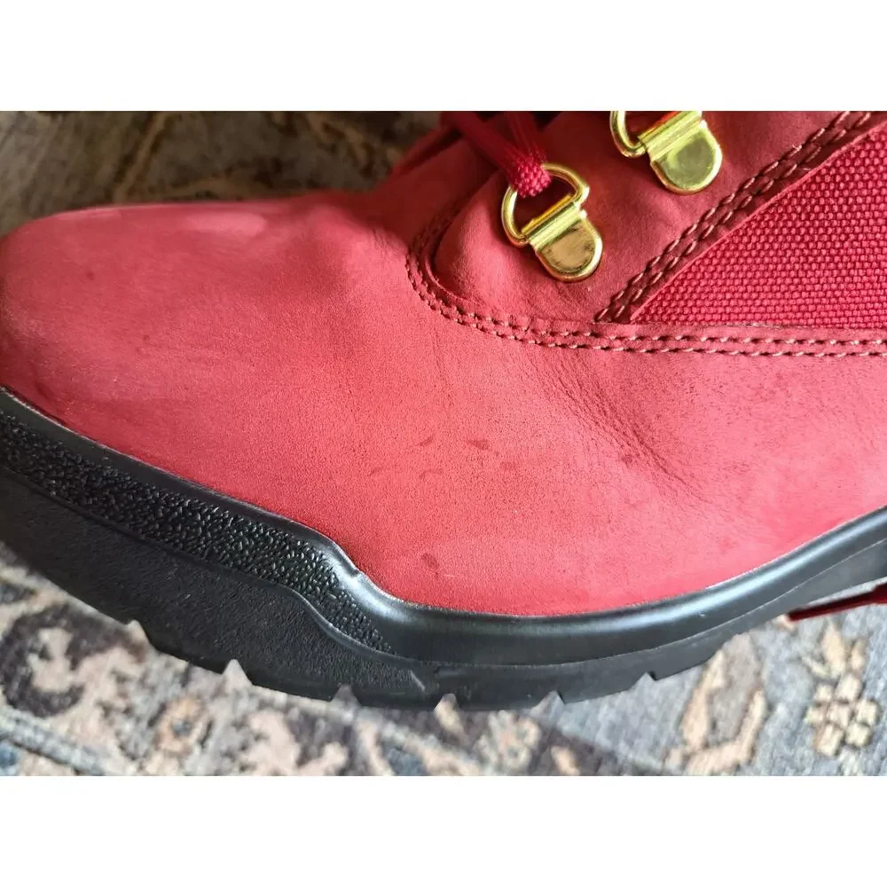 Timberland Men's Field Waterproof Dark Red Nubuck Boots Mens Size 7.5